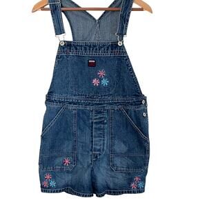 Route 66 W Sz 10 Vintage Denim Jean Shorts Overalls Y2K Embroidered Floral